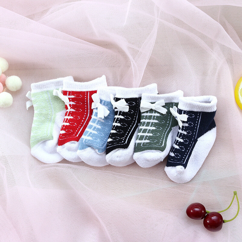 Chaussettes en coton anti-aldes pour bébés, pour filles et garçons de 0 à 12 mois, avec poignée en caoutchouc, chaussures pour les premiers pas des tout-petits