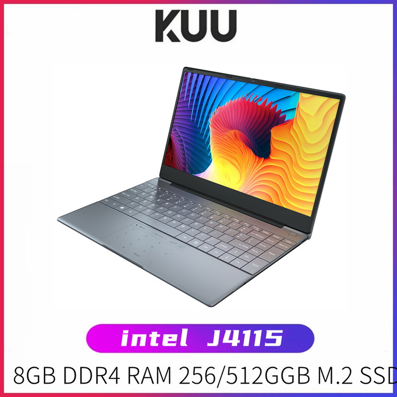 KUU – pc portable K2S avec écran IPS de 14.1 pouces, processeur Intel J4115, coque entièrement en métal, 8 go de RAM DDR4, SSD M.2 de 512 go, type C