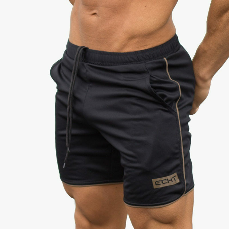 Summer mens gym fitness shorts Bodybuilding jogging workout male Slim fit short pants Knee Length Breathable Mesh Sweatpants