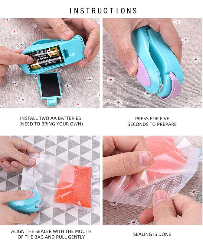 Mini Draagbare Warmte Sealer Vanfond Tas Clip Plastic Sluitmachine Verpakking Zakken Opslag In De Keuken