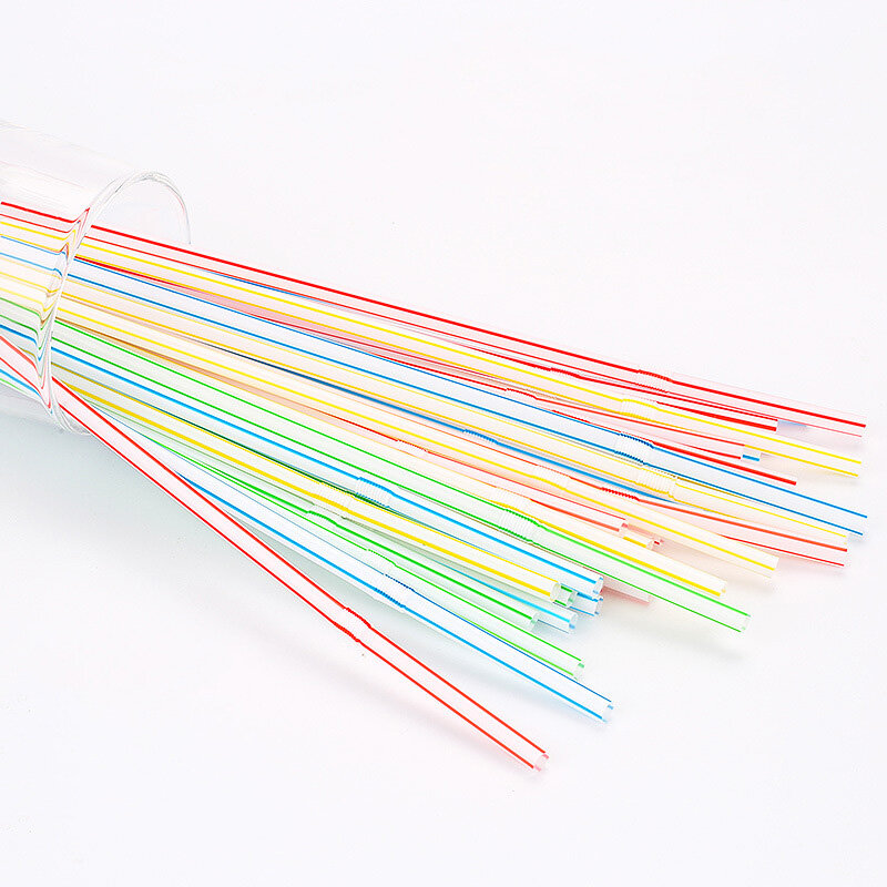 100/200pcs Plastic Drinking Straws Long Multi-Colored Disposable Straw Plastic Party Multi Colored Rainbow Straw