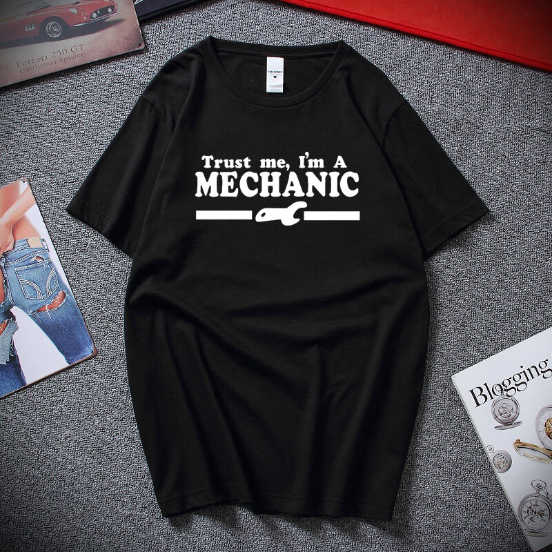 Kaus Lucu Mekanik I 'M A Kaus Atasan Kasual Kaus Lengan Pendek Katun Streetwear Musim Panas Baru