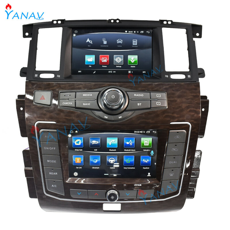 2DIN car radio Android stereo receiver for-Nissan patrol Y62/infiniti QX80 2012-2019 car video multimedia MP3 player Dual screen