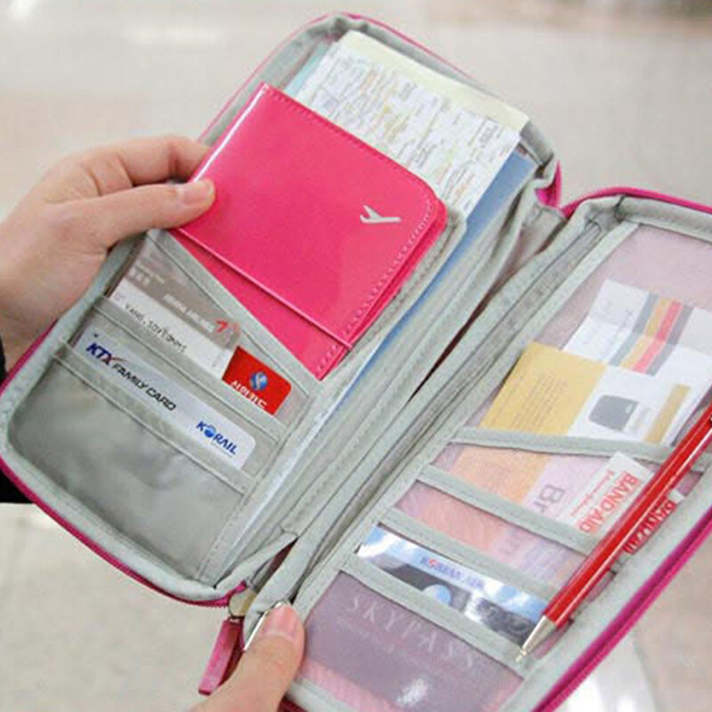 Acessórios de viagem sacos de armazenamento carteira para passaporte cartões de crédito id bilhetes titular multicolorido bolsa oxford