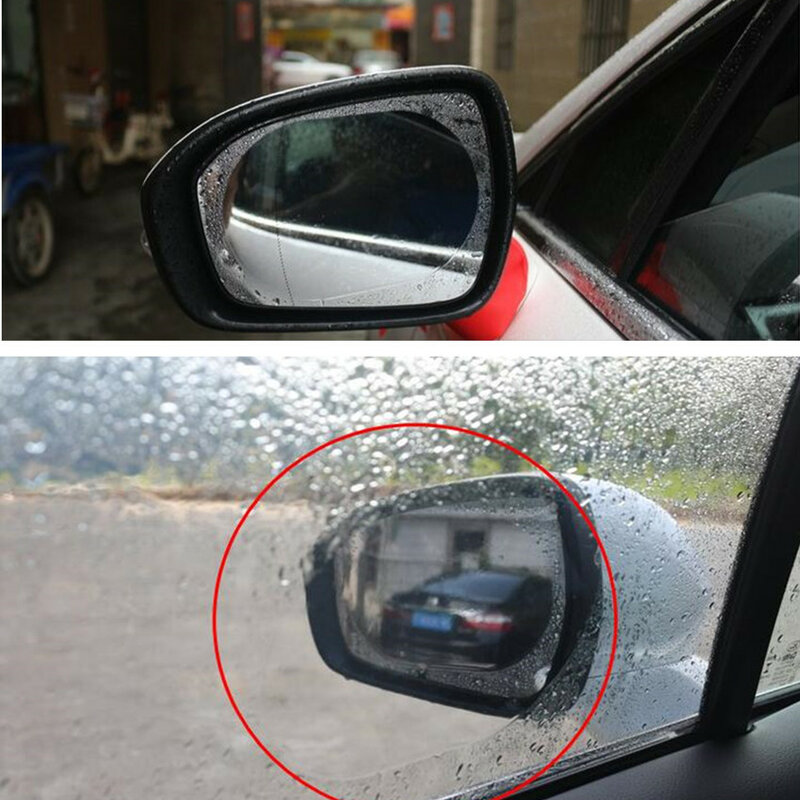 2PCS กระจกมองหลังรถยนต์กระจกฟิล์ม Anti หมอกหน้าต่าง Clear กันฝนด้านหลังดูกระจกฟิล์มอุปกรณ์เสริมอั...