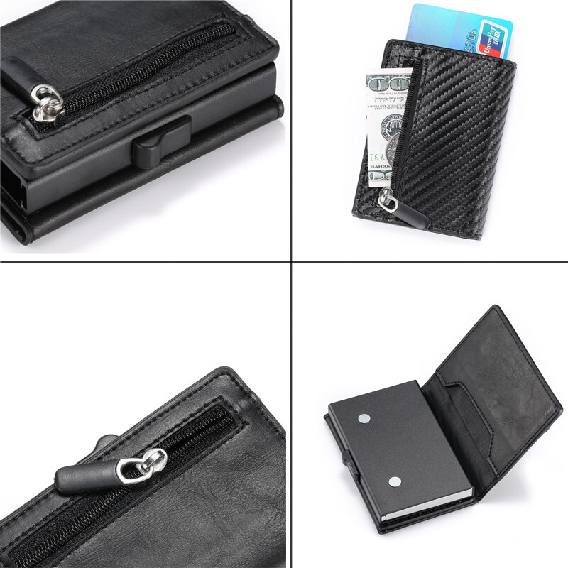 Многофункциональный тонкий кожаный кошелек с RFID-защитой на магните для мужчин и женщин, держатель для кредитных карт с карманом для монет