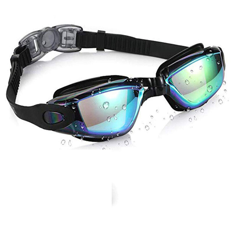 Gafas de natación antiniebla, de silicona UV, impermeables, de pelo largo