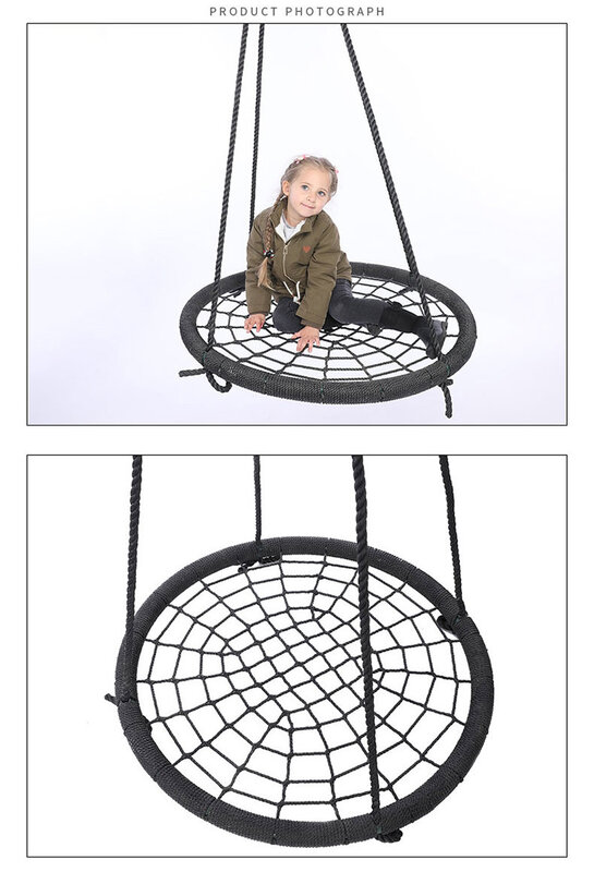 Conjunto de balanço de árvore-tela redonda para crianças-balanço ajustável para pendurar corda ótimo para ambiente externo