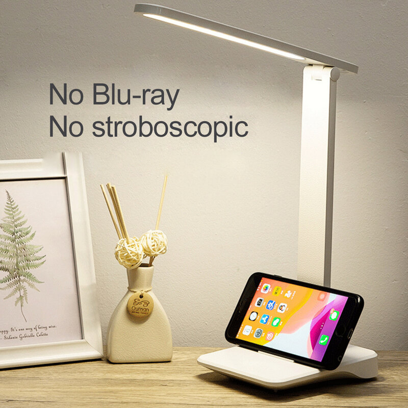 USB Rechargeable LED Desk Lamp Eye Protection Foldable Touch Sensor Control Study Reading Table Light Dimmable  Bedside Light