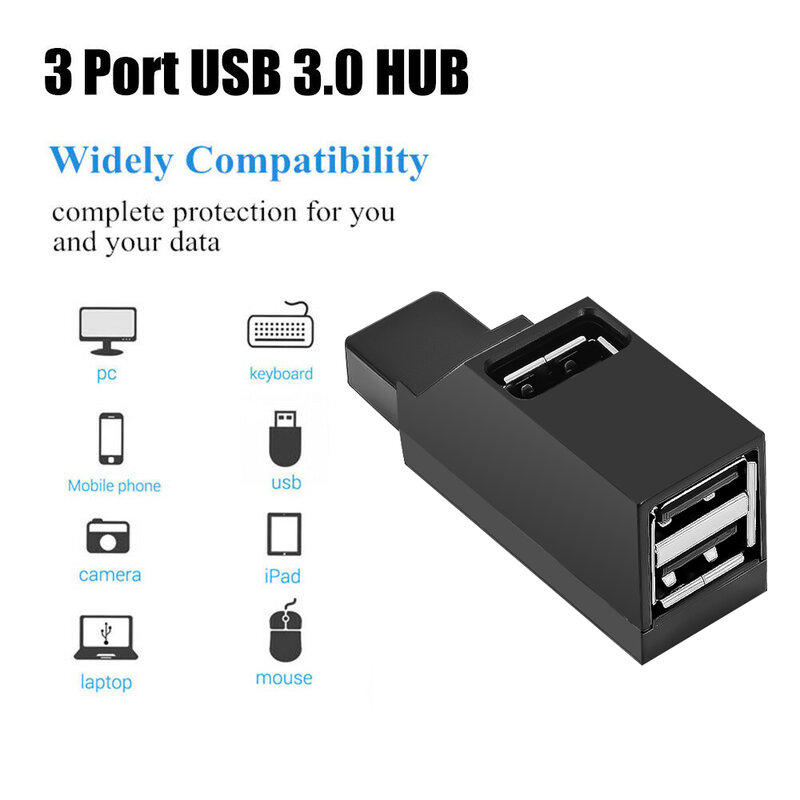 عالمي صغير 3 منافذ USB 3.0 Hub عالية السرعة نقل البيانات صندوق الفاصل محول لماك بوك برو الكمبيوتر المحمول متعدد ميناء USB Hub