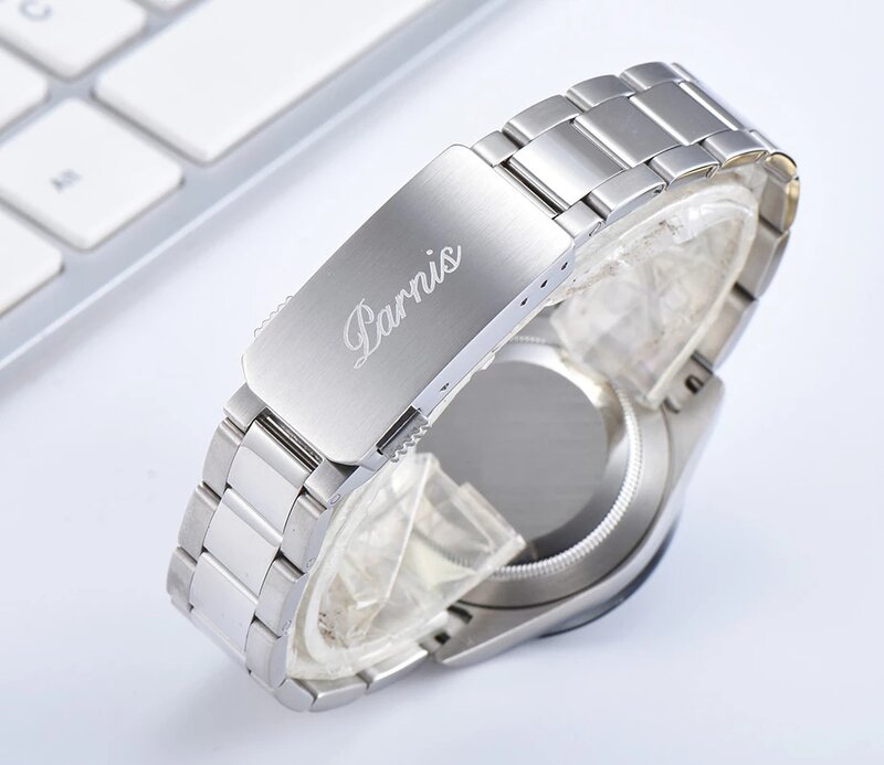 Moda parnis 39mm men quartz chronograph relógio à prova dvágua vidro de safira vk63 movimento aço inoxidável pulseira relógios de pulso