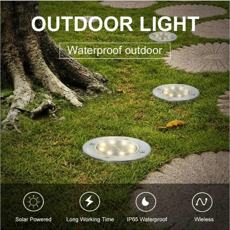 Lampe solaire COB + spot lumineux encastrable dans le sol, applique murale à Induction, Rechargeable, longue durée de vie, idéal pour un jardin