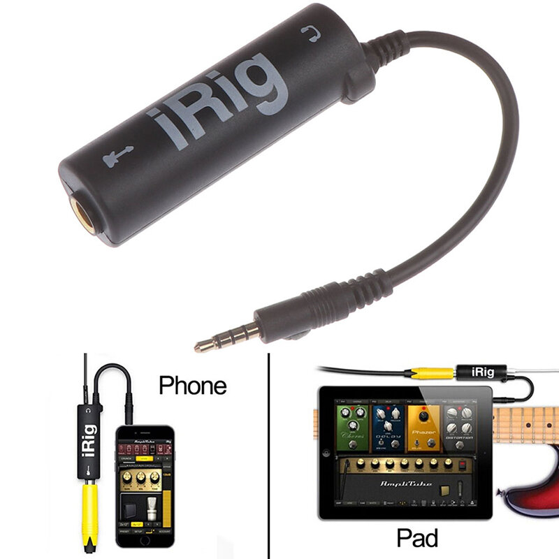Interface de guitarra i-rig conversor de substituição guitarra para o telefone guitarra interface de áudio afinador guitarra linha irig conversor