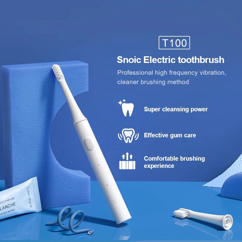 Cepillo de dientes eléctrico T100, dispositivo dental inteligente, recargable por USB, resistente al agua IPX7, de colores, Ultra sónico