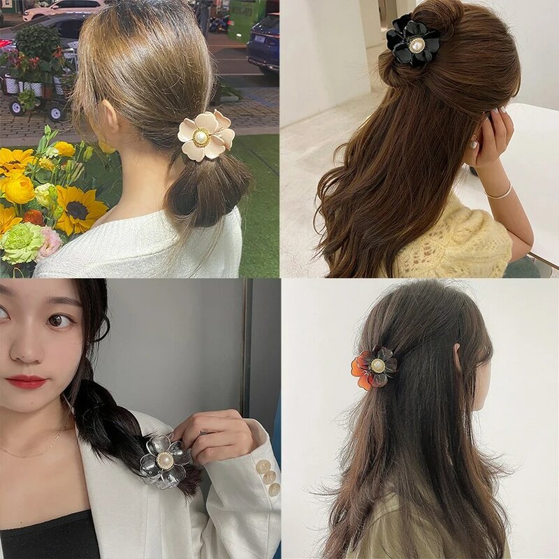 Novo coreano cabelo garra adorável elegante grande flor grampo de cabelo garra para mulheres meninas hairpin headwear para lavagem rosto acessórios de cabelo