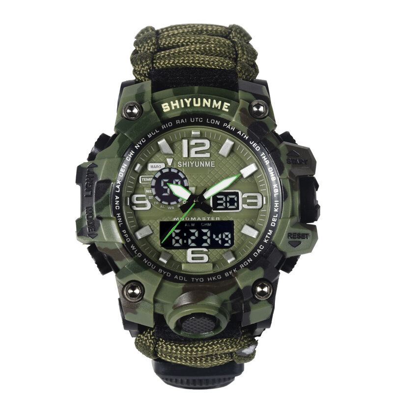 SHIYUNME-relojes deportivos para hombre, pulsera de cuarzo Digital LED con brújula, estilo militar, resistente al agua, Masculino