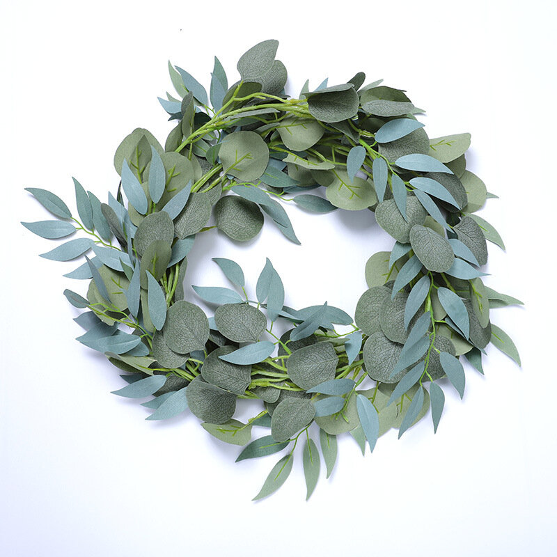 Zielone liście eukaliptusa Garland Wisteria sztuczne kwiaty Rattan sztuczna roślina jedwabne liście winorośli na ślub dekoracje na przyjęcie urodzinowe