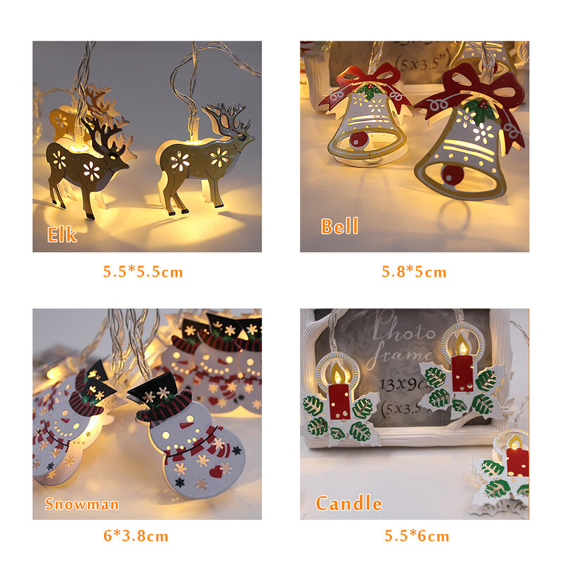 Chrsitmas-Vela de campana de alce de muñeco de nieve, guirnalda de luz Led para decoración del hogar, Festival, fiesta, árbol de Navidad, adorno, 2021 M, 1,8