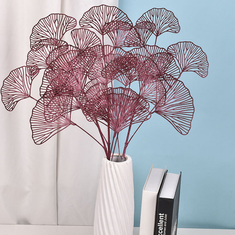 플라스틱 시뮬레이션 팬 잎 은행 나무 잎 인공 식물 장식품 휴일 웨딩 장식 꽃꽂이 꽃 예술