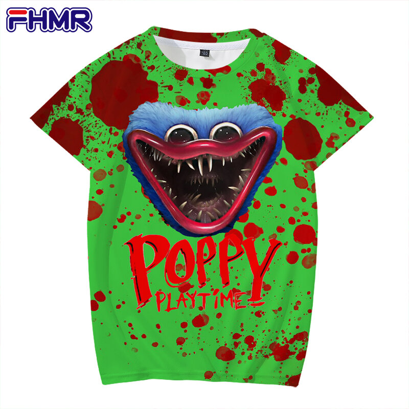 T-shirt Fashion Game Poppy Playtime divertente Tshirt Kid Summer Casual T-shirt maschile Hipster Hip-hop Tee Shirt Homme Streetwear