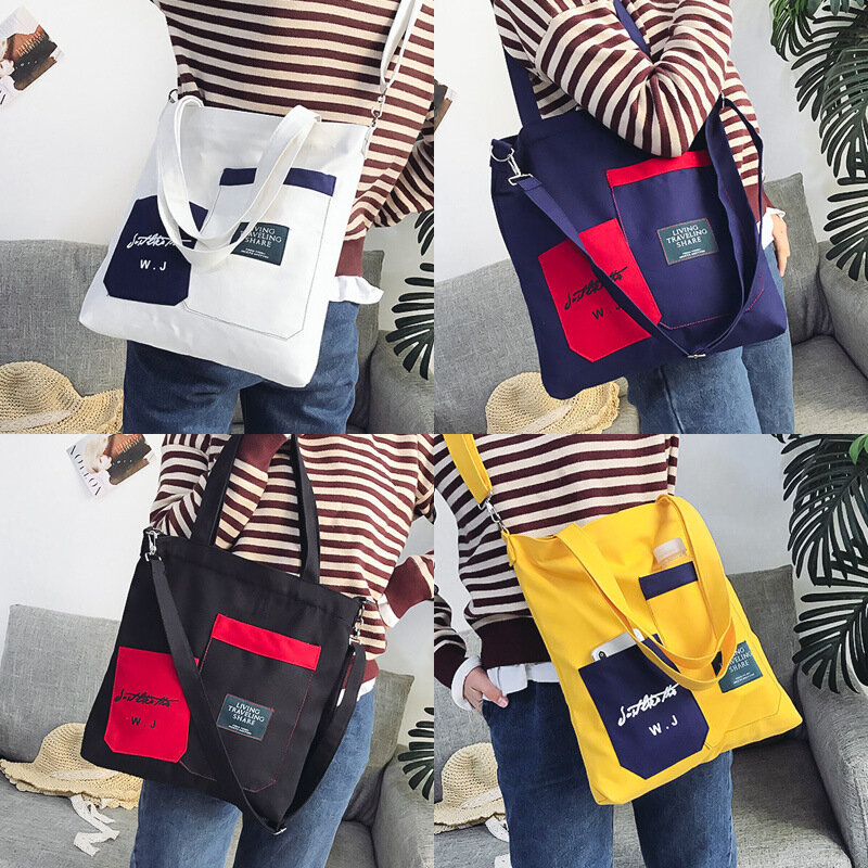 캔버스 가방 여성 싱글 어깨 솔리드 컬러 학생 메신저 가방 다기능 핸드백 공장 직접 한국어 버전