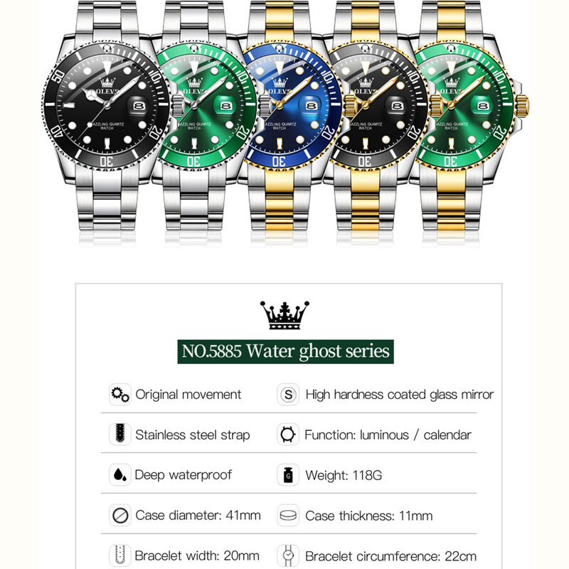 OLEVS-Reloj de pulsera de cuarzo para hombre, cronógrafo informal de negocios con fecha, deportivo, resistente al agua, nuevo