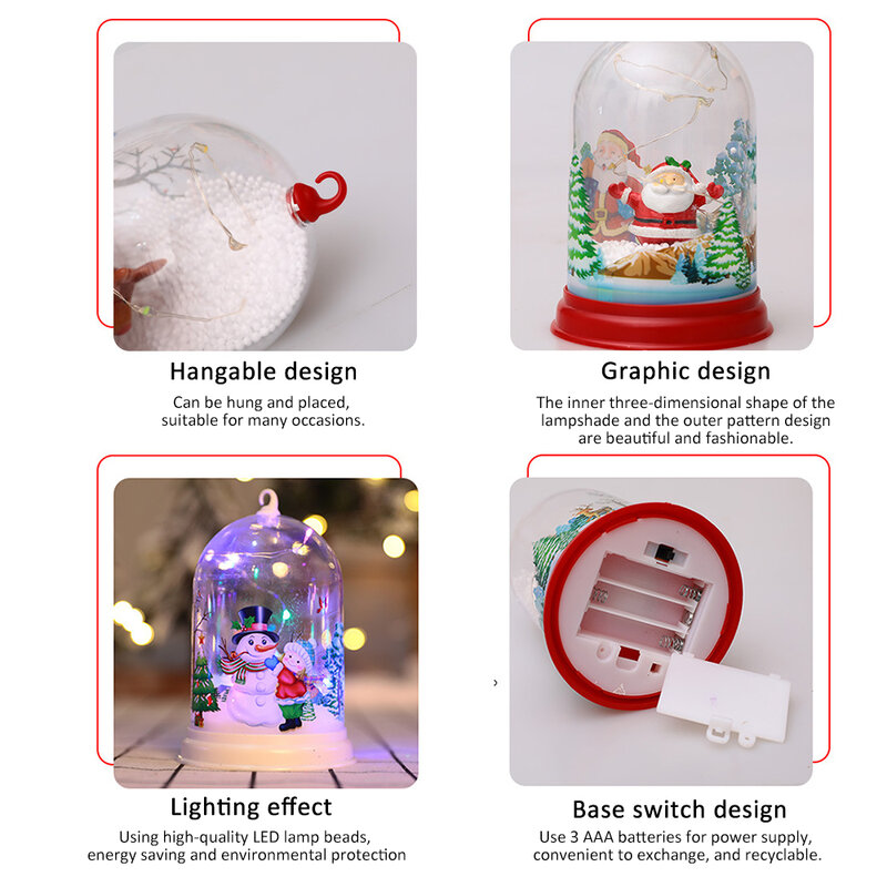 Christmas Light Pendant Ornament Office Desk Top Kids Gift Clear Lampshade  Party Festival Christmas Window Home Decoration