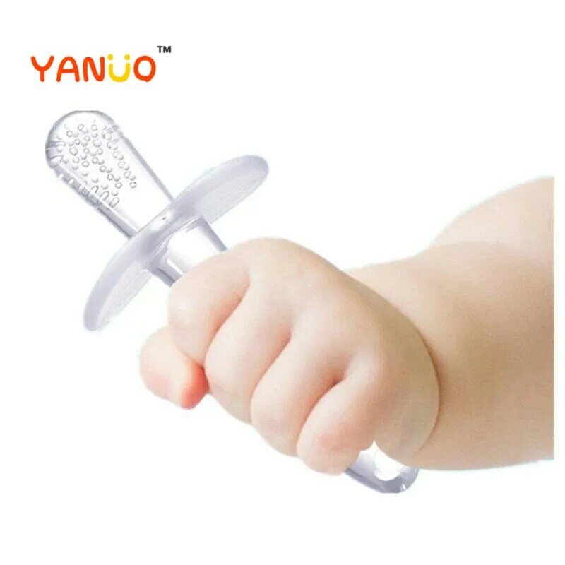 YANUO Baby Silicone Training Toothbrush BPA Free Safe Toddle Teether Chew Toys Teething Ring Gift for Infant Baby Chewing
