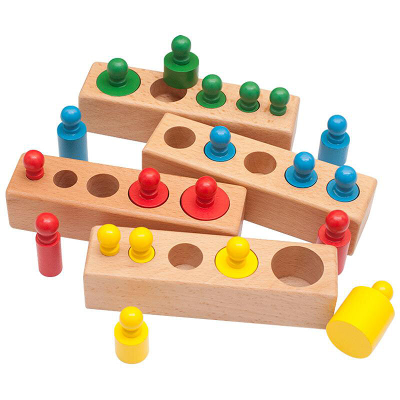 Comitok  Brinquedos de quebra-cabeça de soquete de cilindro educacional precoce Montessori de madeira Brinquedos de prática infantil para crianças YZX 014 PR49