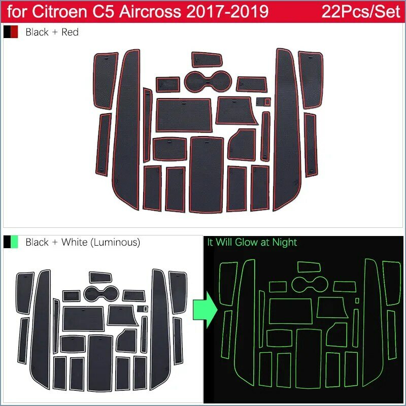 Alfombrilla de goma antideslizante para Citroen C5 Aircross, almohadilla para teléfono, ranura para puerta, accesorios de pegatinas para coche, 2017, 2018, 2019, 2020