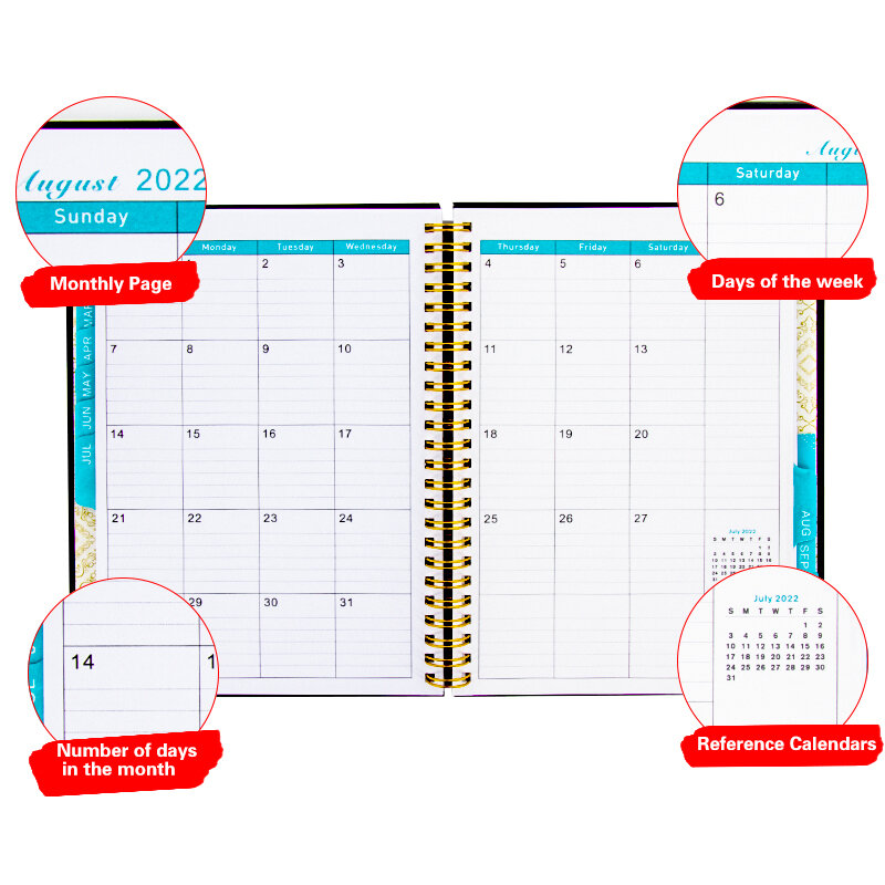 Novo popular 2022 espiral notebooks 68 folhas de superfície dura a5 bloco de notas planejador agenda semanal livro escritório escola arte suprimentos