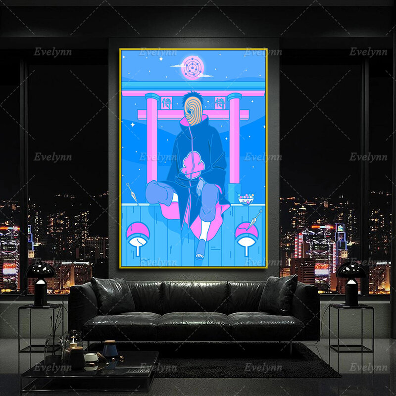Anime naruto tobi akatsuki cartaz da lona nordic casa decoração do quarto fotos moderno sala de estar cuadros arte da parede cópias pintura