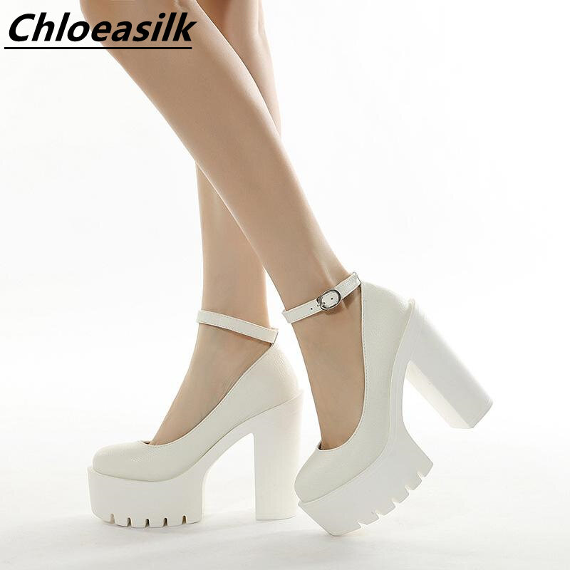 Spring And Autumn Platform Casual High-Heeled Shoes Fashion Thick Heel Banquet Stage Model Hollow Sexy High-Heeled Shoes