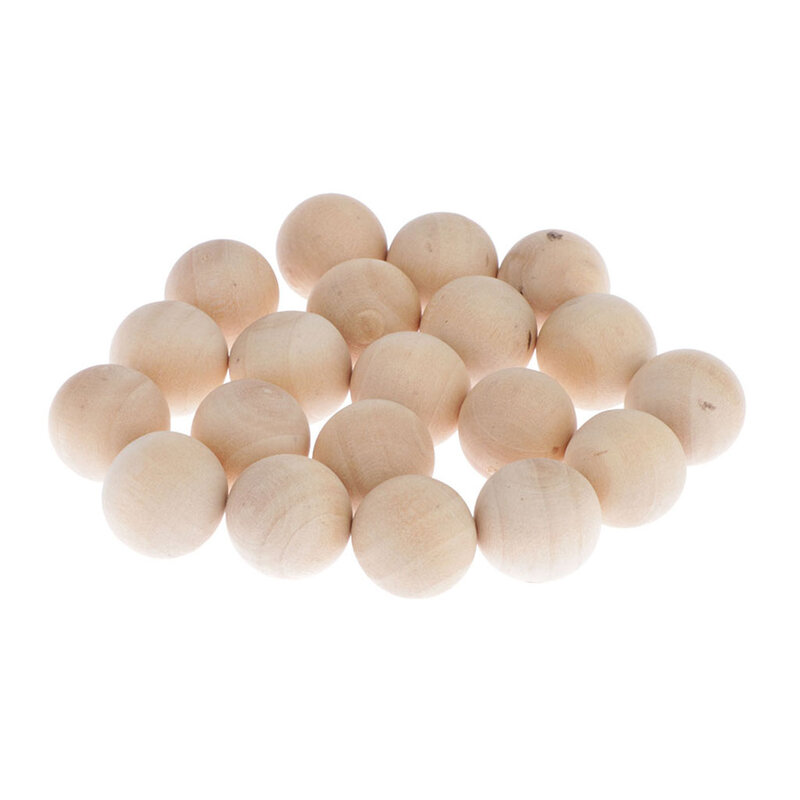 50 Pieces Wooden Beads Natural Color Round Ball Wood Spacer Beads Handmade Crafts Supplies(No Hole)