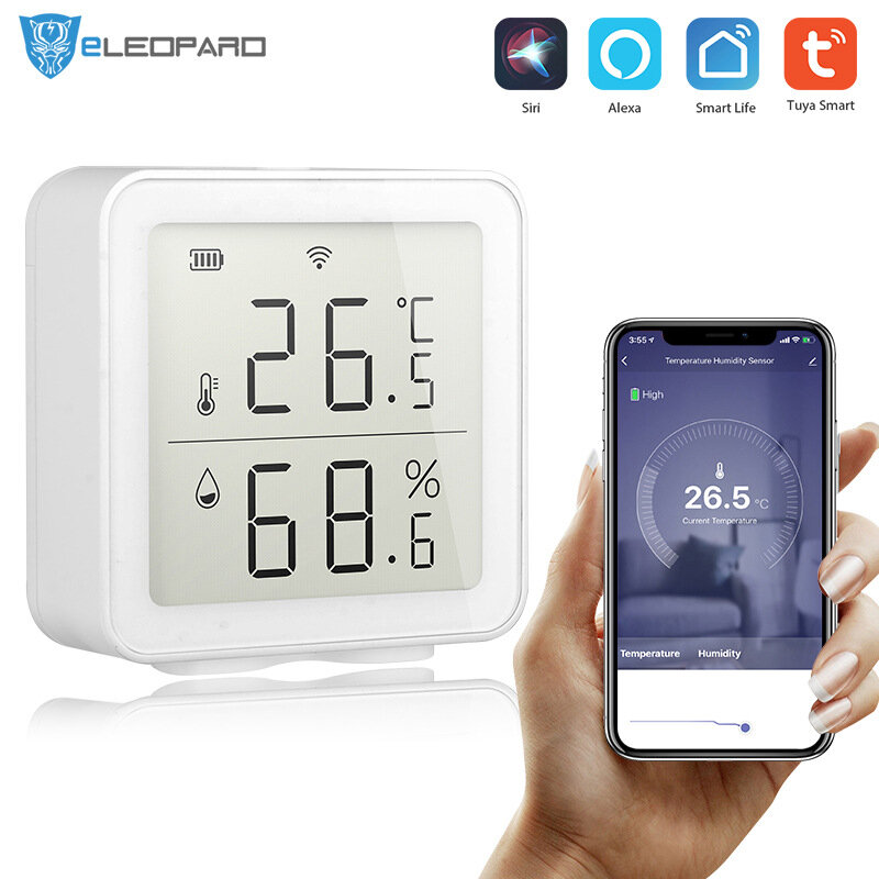 Датчик температуры и влажности Tuya Wi-Fi, умный гигрометр с дисплеем, поддержка Alexa Google Home