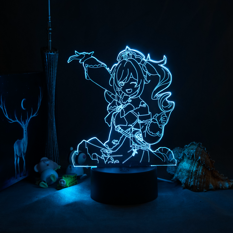 젠신 임팩트 게임 피규어 Barbatos 3D 램프 Led RGB 야간 조명 생일 멋진 선물 친구 게임 룸 테이블 화려한 장식