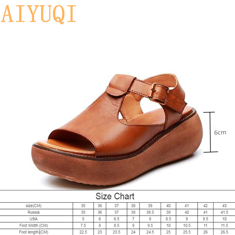 AIYUQI Gladiator รองเท้าแตะสตรี2022รองเท้าแตะใหม่ผู้หญิงหนังแท้100% ธรรมชาติ Retro Casual Wedge รองเท้าฤดูร้อน