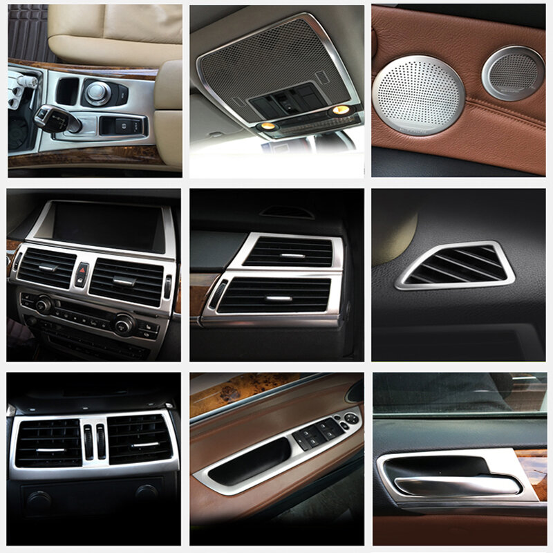 BMW x5,x6,e70,e71 2008-2013用ギナーギアレジヘッド用アクセサリー,cdパネル,ドアアームレスト,トリム用カーステッカー