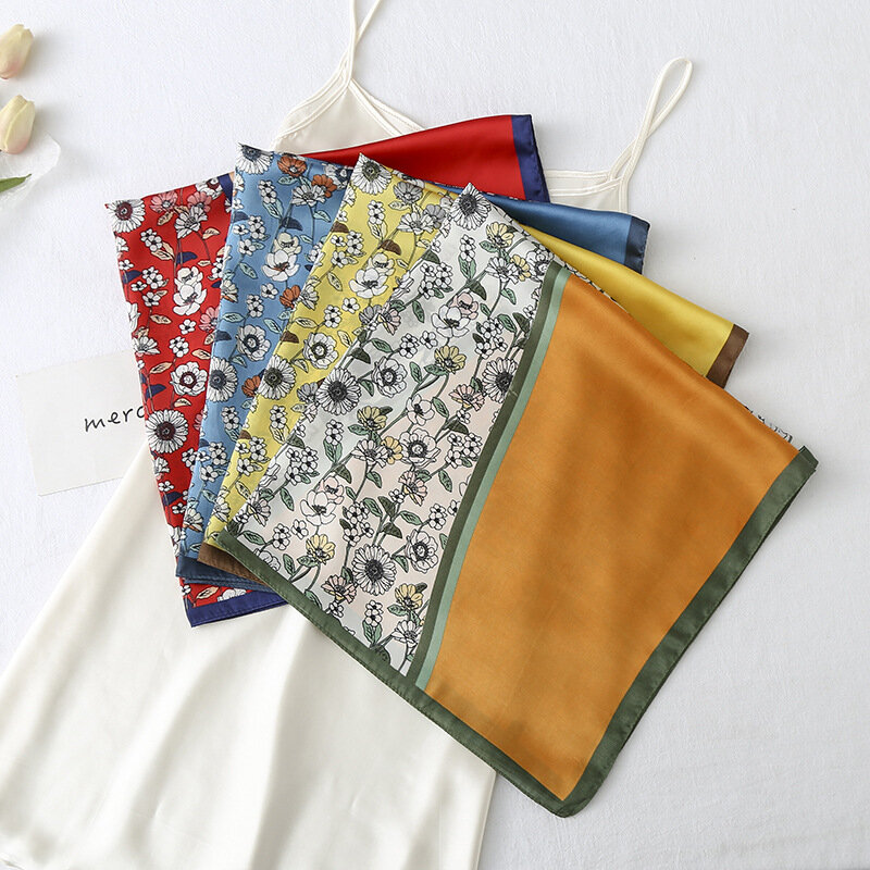 Estilo coreano lenço de seda na moda retro faixa de cabelo pequeno lenço de lenço de lenço de cabelo profissional decorações fita cachecol feminino