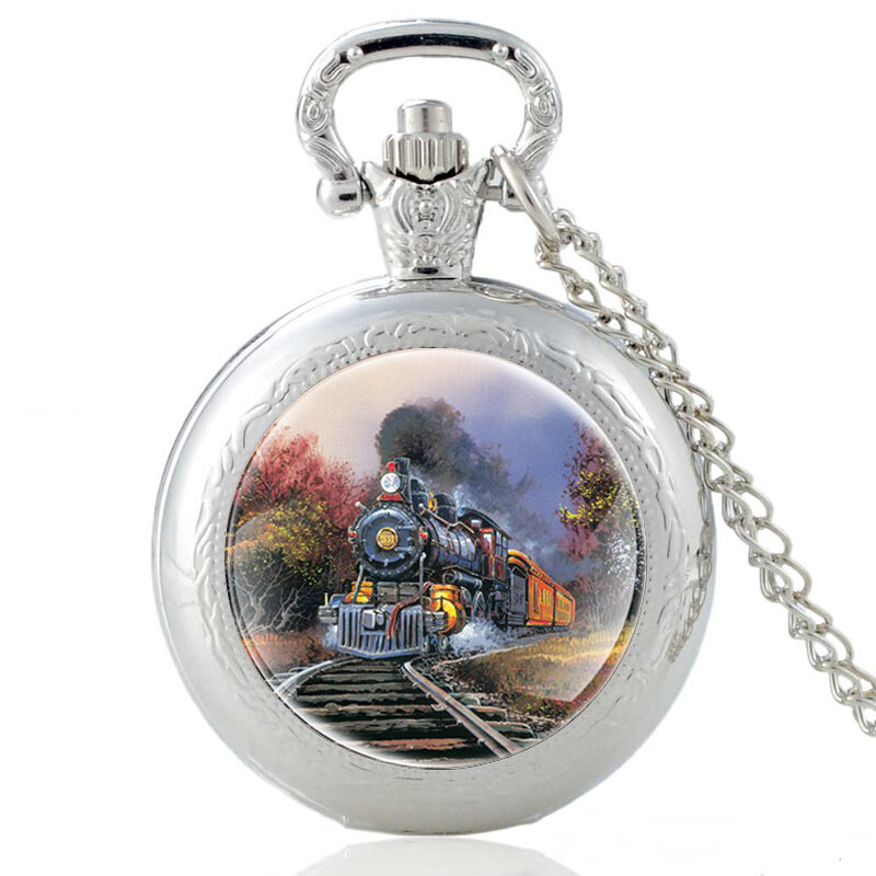 Locomotora Steampunk con personalidad, reloj de bolsillo de cuarzo negro, Vintage, hombres y mujeres, colgante, collar, joyería, regalos