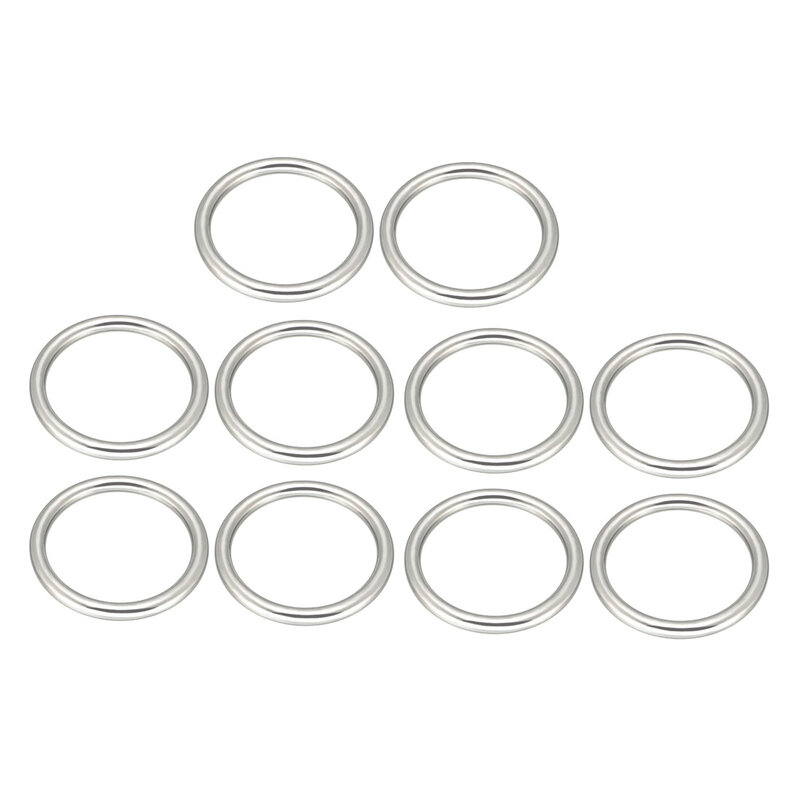 uxcell 10 Pcs Multi-Purpose Metal O Ring Buckle Welded 50mm x 40mm x 5mm for Hardware Bags Ring Hand DIY Accessories