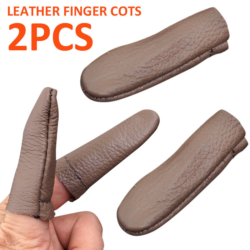 Protector de cuero para costura, funda de dedal para dedo, Protector de dedos, bordado, bricolaje, 2 uds.