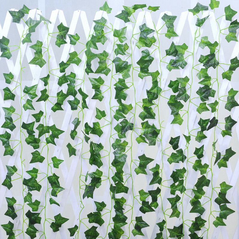 2021top 녹색 인공 아이비 잎 화환 식물 포도 나무 가짜 단풍 꽃 분재 잎 홈 가든 웨딩 파티 장식