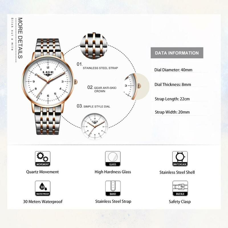 LIGE-montre dorée pour femmes, Bracelet en acier créatif pour dames, étanche, nouvelle collection 2020