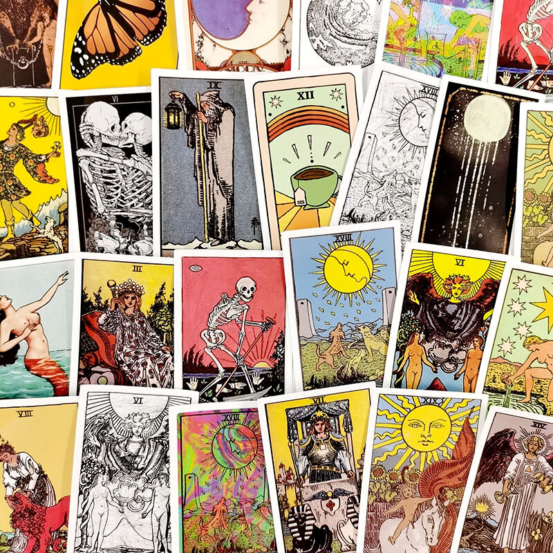 Cartes de Tarot Divination, autocollants de dessin animé, pour Skateboard, jouet, réfrigérateur, ordinateur portable, bagages, Notebook, guitare, Scrapbook, 10/60
