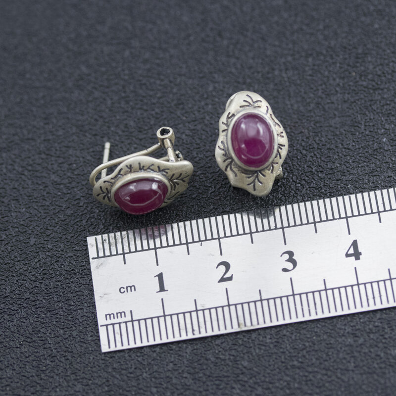 Anzogems vintange naturale Rubino orecchini della vite prigioniera 925 sterling silver ovale 8*6mm della pietra preziosa di gioielli per le donne regalo di giorno della madre