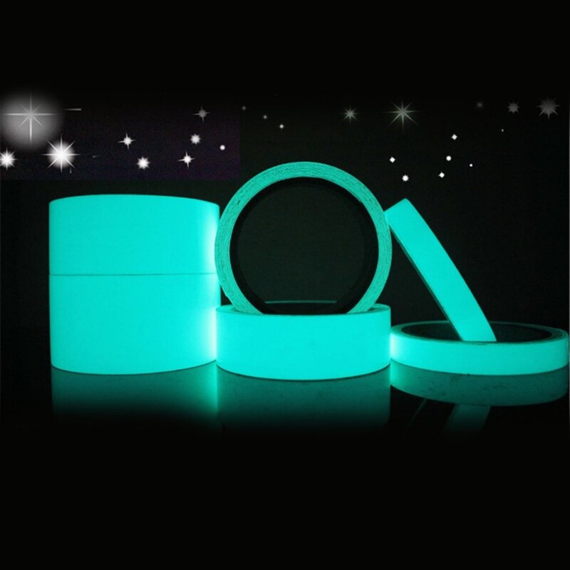 1.5 2 Cm Groene Reflecterende Glow Tape Zelfklevende Sticker Verwijderbare Lichtgevende Tape Fluorescerende Glowing Dark Opvallende Waarschuwing Tape