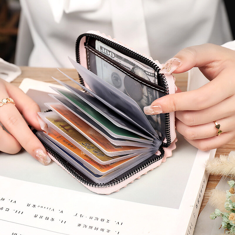 Posiadacz karty Cat dla pani PU skórzane etui na karty kredytowe portfel kobiet śliczne nowe portmonetka na karty gładki zamek grzywny wykonania