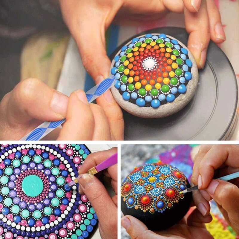 Mandala rozsianych narzędzia zestaw malarski Rock Dot farby szablony zestaw narzędzi rzemiosło artystyczne dostarcza zestawy z tacą szczotka Zipper woda