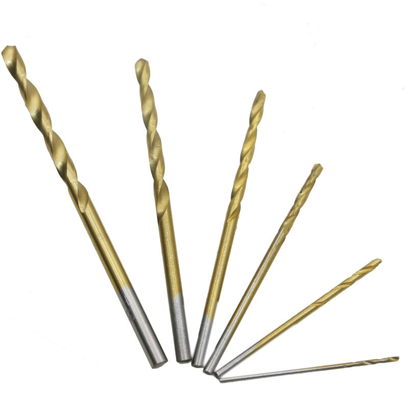 60Pcsเหล็กความเร็วสูงTitanium Plated TwistเจาะบิตตรงShank Drill Bit 1 1.5 2 2.5 3 3.5มม.10ชิ้น